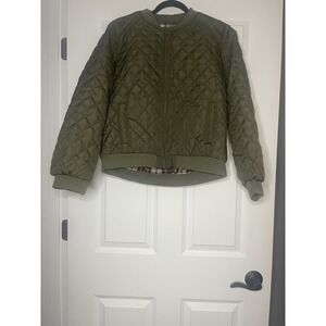 Ashley Outerwear By 26 International Quilted Bomber Jacket Zip Up Xl Green NWT